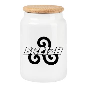 Breizh - Brittany - BZH - Cookie Jar with Wooden Lid - white - Front