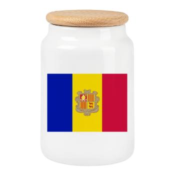 Autocollant drapeau d'Andorre Fahne von Andorra - Boîte à biscuits avec couvercle en bois - blanc - Devant