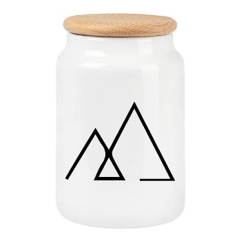 Symbol logo mountain - Cookie Jar with Wooden Lid - white - Front