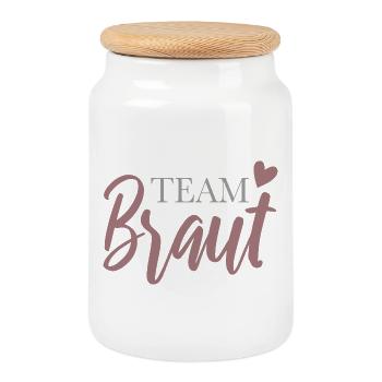 L’équipe mariée avec coeur - Boîte à biscuits avec couvercle en bois - blanc - Devant
