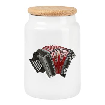 Styrian Harmonica - Tyrol / South Tyrol | ZiachON! - Cookie Jar with Wooden Lid - white - Front
