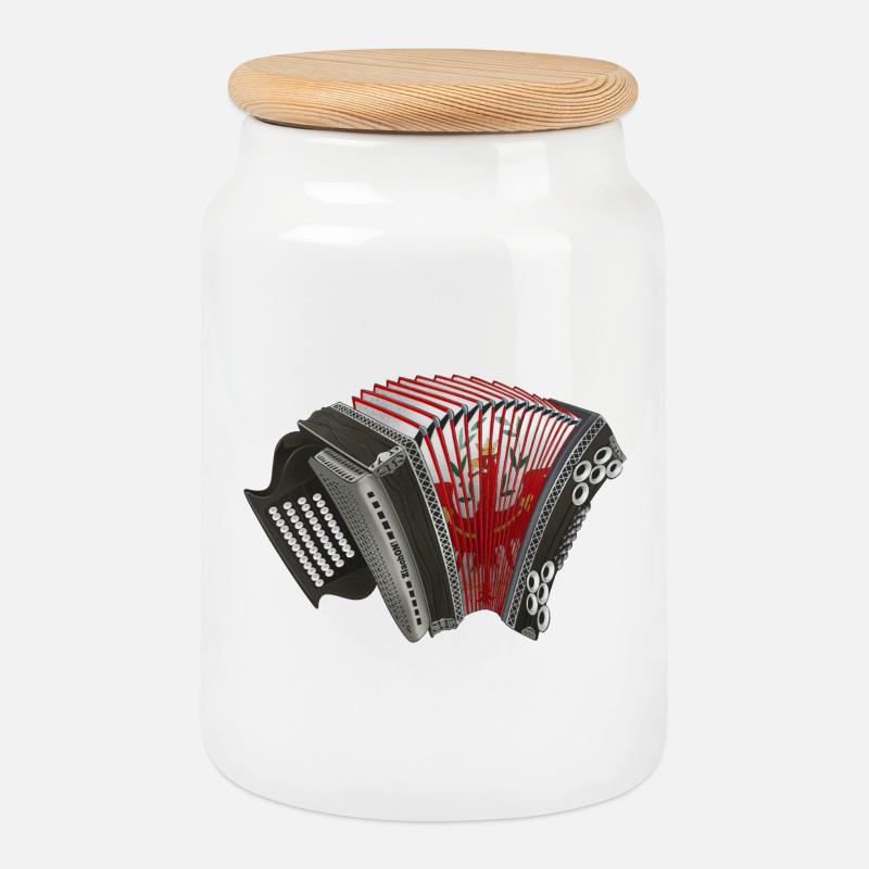 Styrian Harmonica - Tyrol / South Tyrol | ZiachON! - Cookie Jar with Wooden Lid - white