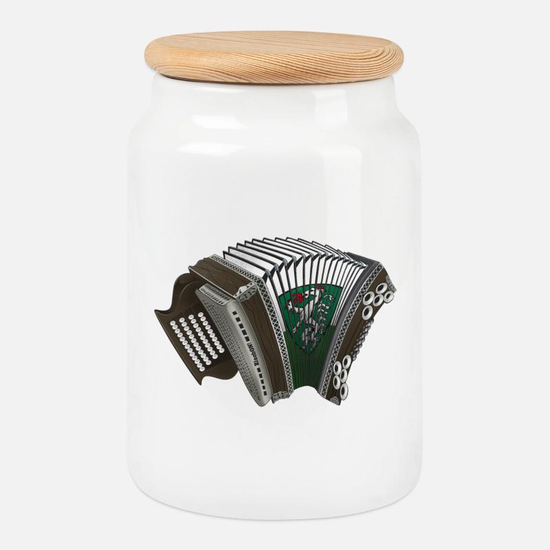 Styrian Harmonica - Styria | ZiachON! - Cookie Jar with Wooden Lid - white