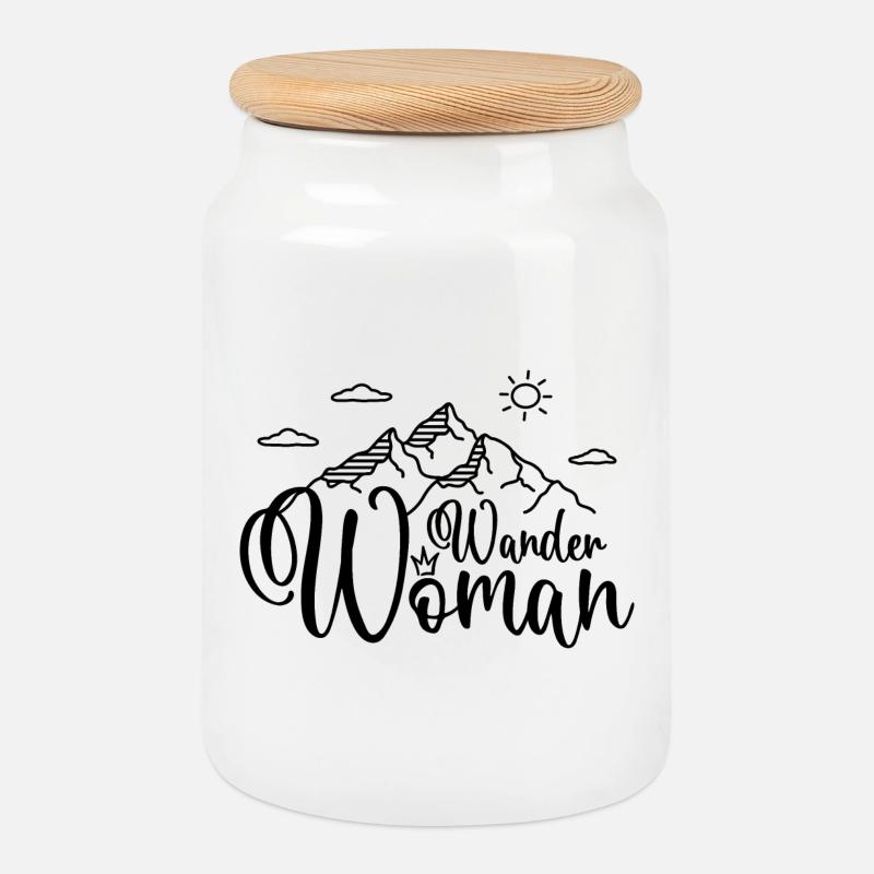 Wander Woman - Keksdose mit Holzdeckel - Weiß