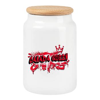 Canada Queen Drapeaux Graffiti Design - Boîte à biscuits avec couvercle en bois - blanc - Devant