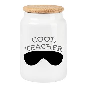 Cool teacher glasses tshirt design - Keksdose mit Holzdeckel - Weiß - Vorne