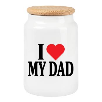 I love my dad t-shirt design father's day - Cookie Jar with Wooden Lid - white - Front