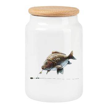 Chod Rig Karpfenfischerei-Design für Angler - Keksdose mit Holzdeckel - Weiß - Vorne