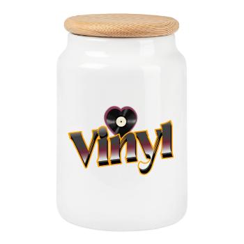 Vinyle Love - Boîte à biscuits avec couvercle en bois - blanc - Devant