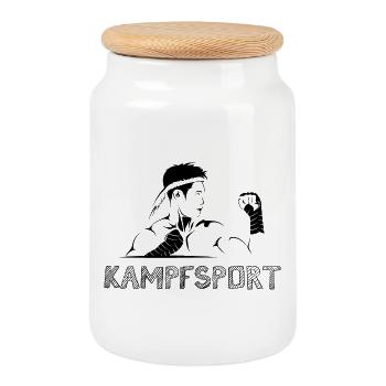 muay thai Kampfsport Symbol Logo icon Grafik - Keksdose mit Holzdeckel - Weiß - Vorne
