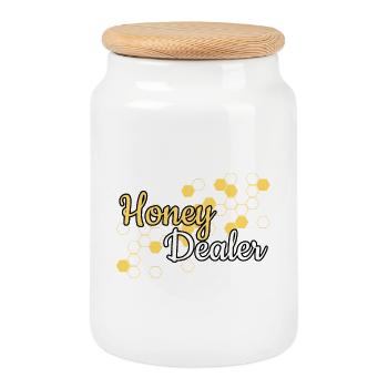 Honey Dealer Beekeeper Beekeeper Gift - Cookie Jar with Wooden Lid - white - Front
