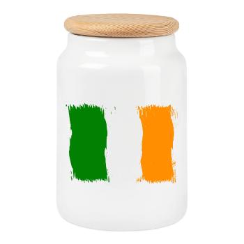 Ireland ,Flag Flag Gift - Cookie Jar with Wooden Lid - white - Front