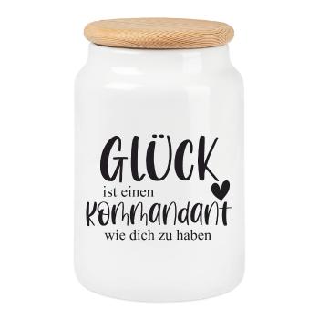 Kommandant Freiwillige Feuerwehr Ehrenamt Geschenk - Keksdose mit Holzdeckel - Weiß - Vorne
