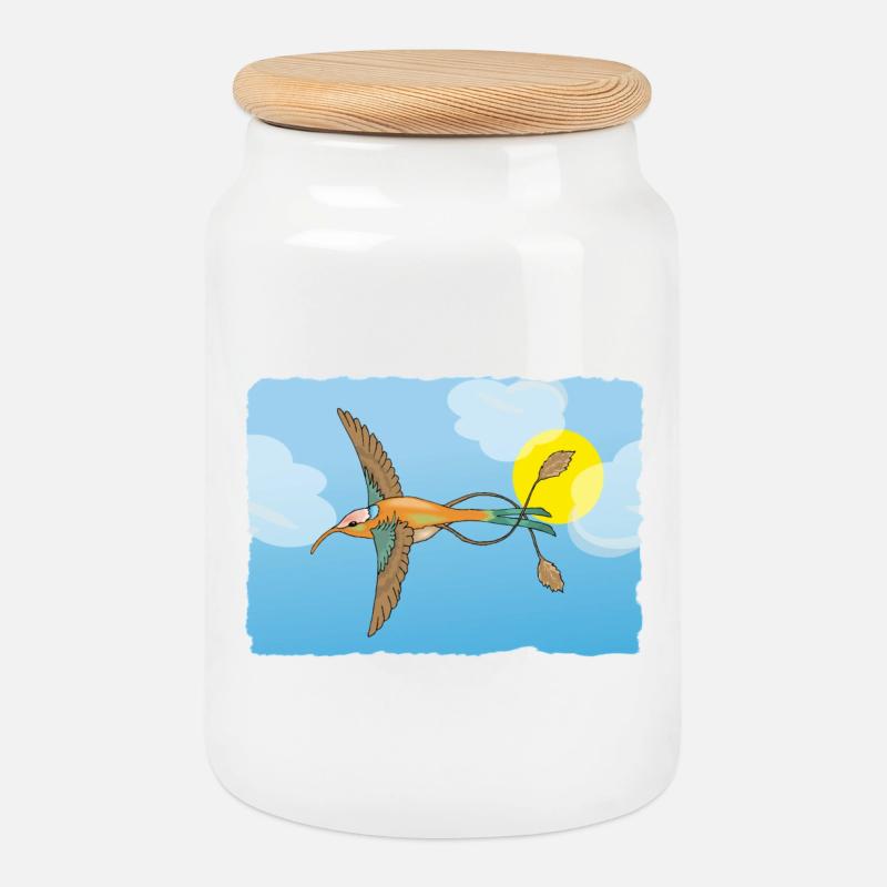 Der Kolibri - Keksdose mit Holzdeckel - Weiß