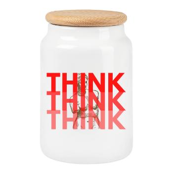 Red Think Overlay-Typografie - Keksdose mit Holzdeckel - Weiß - Vorne