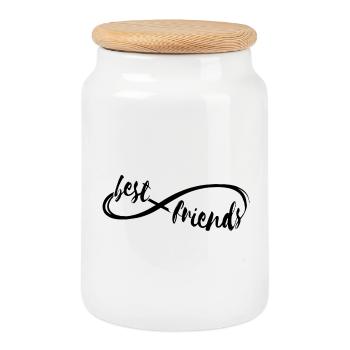 Meilleurs amis pour toujours - Boîte à biscuits avec couvercle en bois - blanc - Devant