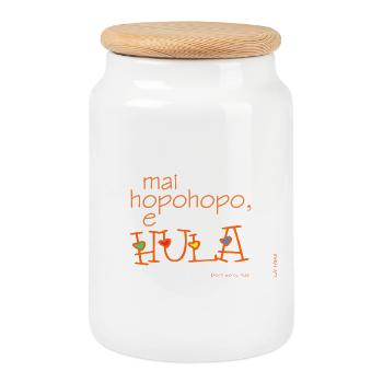 Mai hopohopo e hula - Cookie Jar with Wooden Lid - white - Front