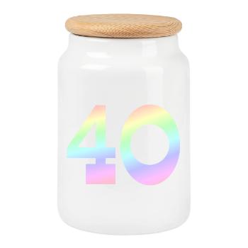 Geburtstagsgeschenk, 40 pastell Verlauf - Keksdose mit Holzdeckel - Weiß - Vorne