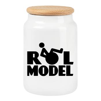 Modèle # - Boîte à biscuits avec couvercle en bois - blanc - Devant