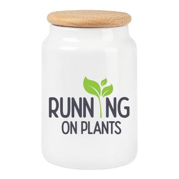 Courir sur les plantes - Boîte à biscuits avec couvercle en bois - blanc - Devant