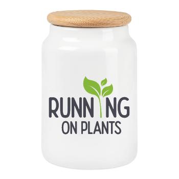Courir sur les plantes - Boîte à biscuits avec couvercle en bois - blanc - Devant
