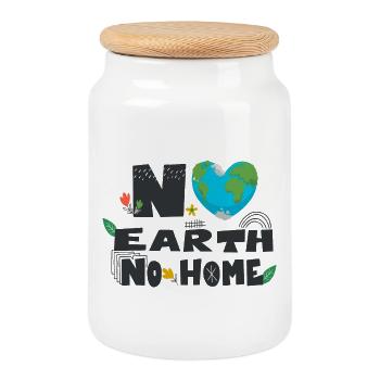 No earth no home - Cookie Jar with Wooden Lid - white - Front