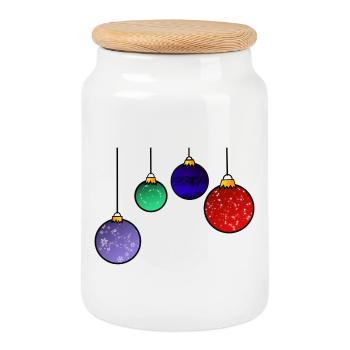 Boules de sapin de Noël - Décoration de Noël - Boîte à biscuits avec couvercle en bois - blanc - Devant