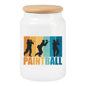 Paintball Paintballer Gotcha Vintage Geschenk - Keksdose mit Holzdeckel - Weiß - Vorne