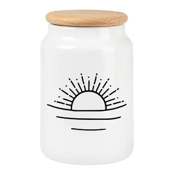 soleil détendu - Boîte à biscuits avec couvercle en bois - blanc - Devant