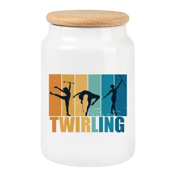 Baton Twirling Sport Vintage Cadeau - Boîte à biscuits avec couvercle en bois - blanc - Devant