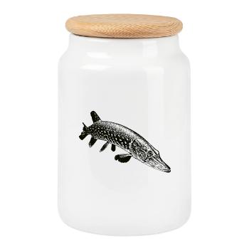 Pike - Cookie Jar with Wooden Lid - white - Front