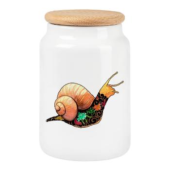 Escargot Yakuza - Boîte à biscuits avec couvercle en bois - blanc - Devant