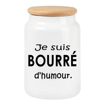 Je suis bourré d humour - Boîte à biscuits avec couvercle en bois - blanc - Devant