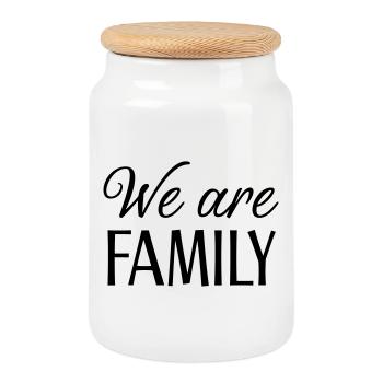We are family - Cookie Jar with Wooden Lid - white - Front