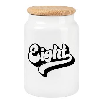 Eight 8th Birthday Kids Boys Girls 8 Years Old - Cookie Jar with Wooden Lid - white - Front