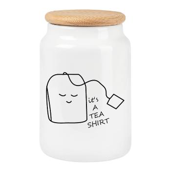 Chemise TEA - Boîte à biscuits avec couvercle en bois - blanc - Devant