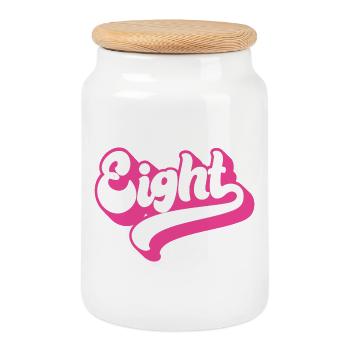 Eight 8th Birthday For Girls 8 Years Old - Cookie Jar with Wooden Lid - white - Front