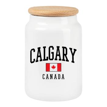 Calgary, Canada - Boîte à biscuits avec couvercle en bois - blanc - Devant