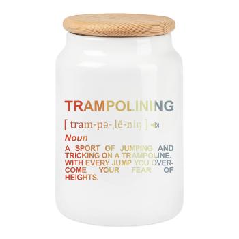 Trampoline Jumping Definition - Cookie Jar with Wooden Lid - white - Front