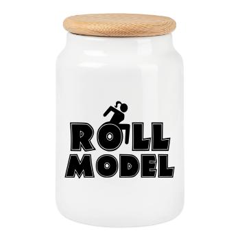 Weibliche Rollstuhlfahrerin ist ein Vorbild * - Keksdose mit Holzdeckel - Weiß - Vorne