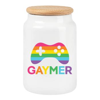 LGBT Pride Month - Gaymer - Keksdose mit Holzdeckel - Weiß - Vorne