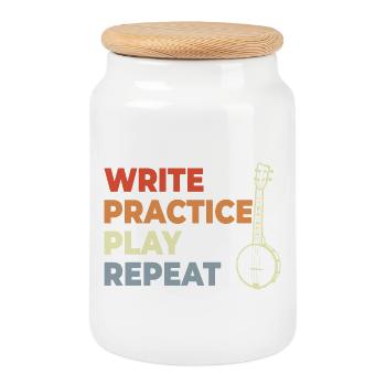 Banjo Motivation - Cookie Jar with Wooden Lid - white - Front