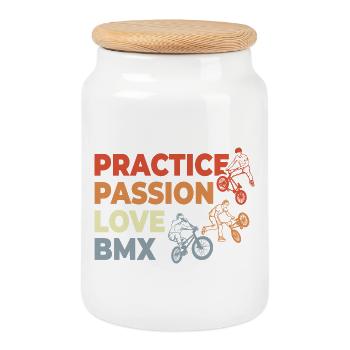 BMX Motivation - Boîte à biscuits avec couvercle en bois - blanc - Devant