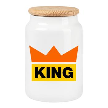 King / 3 Couleurs - Boîte à biscuits avec couvercle en bois - blanc - Devant