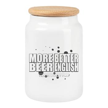 more beer better english - Keksdose mit Holzdeckel - Weiß - Vorne