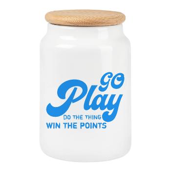 Play: Do It, Earn the Points - Cookie Jar with Wooden Lid - white - Front