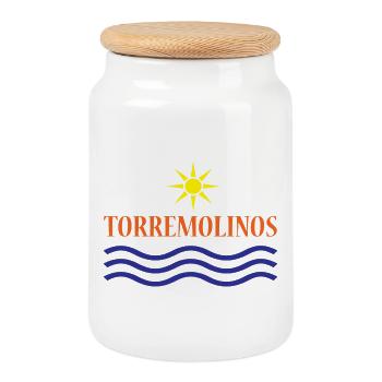 TORREMOLINOS-Eau du Soleil+Texte - Boîte à biscuits avec couvercle en bois - blanc - Devant