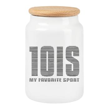 Le tennis, mon sport favori - Boîte à biscuits avec couvercle en bois - blanc - Devant