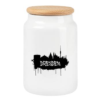 Ligne d’horizon des graffitis de Dresde - Boîte à biscuits avec couvercle en bois - blanc - Devant