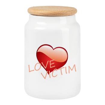 LOVE VICTIM - Keksdose mit Holzdeckel - Weiß - Vorne